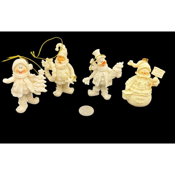 Set Of 4 Vintage Don Mechanic Snow Folk  SNOWMAN /SANTA “Let It Snow” Ornaments - Picture 2 of 5